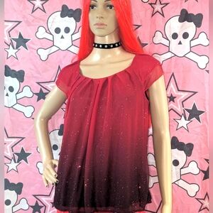Red Sparkly Ombre Blouse